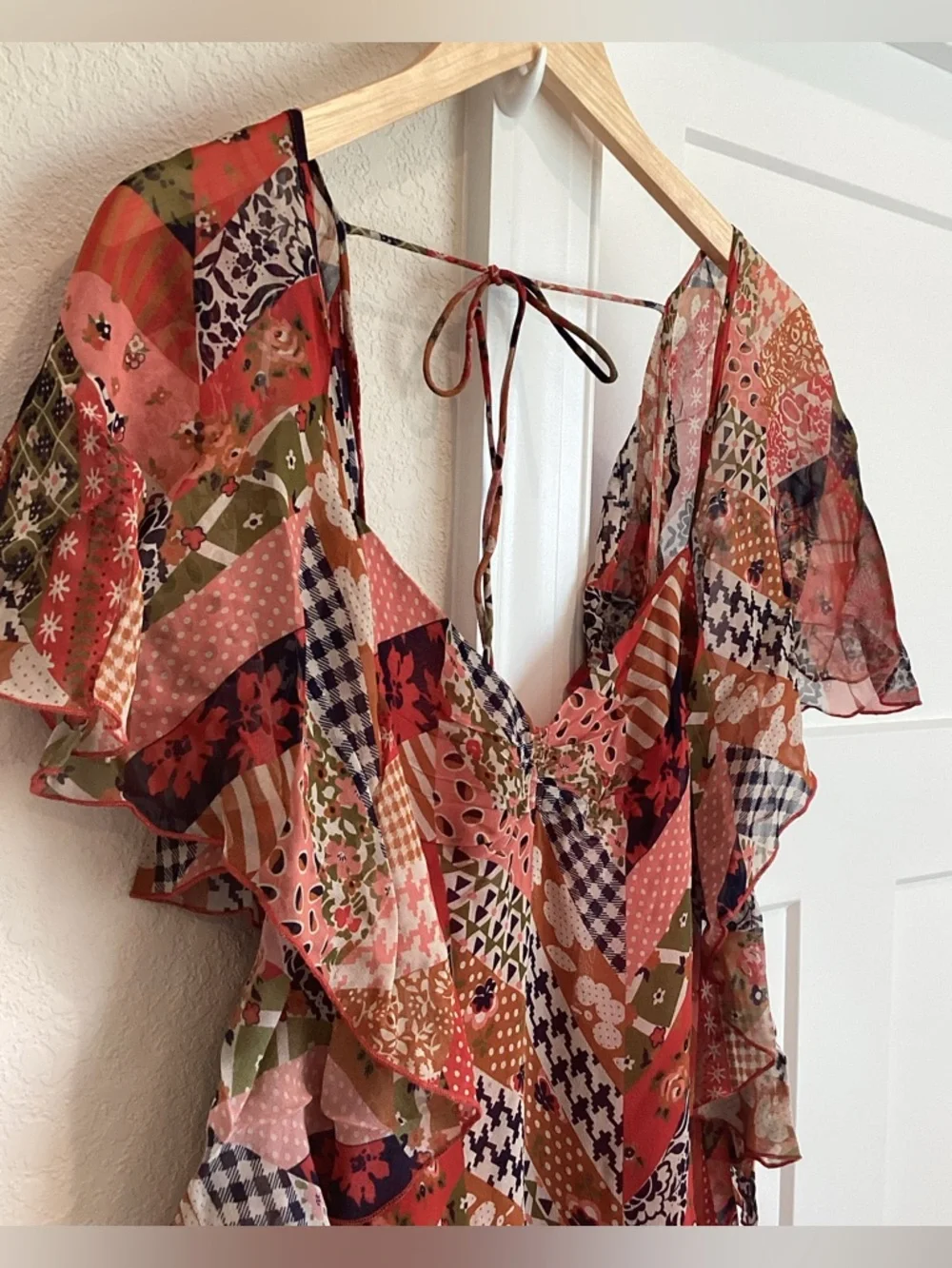 Love The Label Belinda Asymmetrical Ruffle Dress Anthropologie Boho NEW Medium
